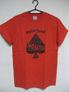 即決★新品バンドＴシャツ★モーターヘッド★MOTORHEAD/ACE OF SPADES+BACK PRINT付★REDボディ×BLACKプリント★S/M/Lサイズ対応可能