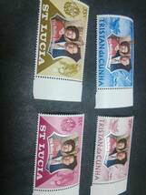 トピカルテーマ：エリザベスII 世を描く切手、英領各諸島5ヵ国：Wedding 25 年、各未使用セット、_画像2