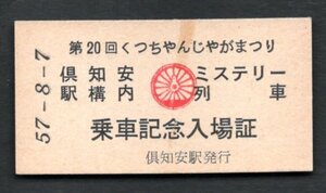 Ｓ５７第２０回くっちゃんじゃがまつり乗車記念入場証