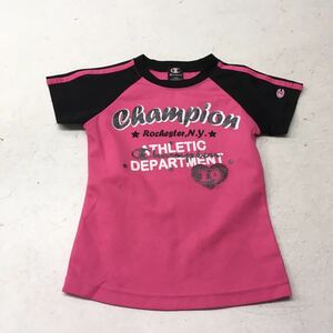 送料無料★champion チャンピオン★半袖Tシャツ　スポーツウェア★女の子　キッズ　130★黒ピンク#41213sj64