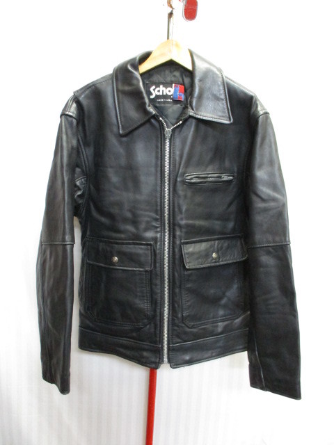 schott ライダース ウール Pコート ジャケット 黒 レザー ジップ schott ライダース ウール Pコート ジャケット 黒 レザー ジップ