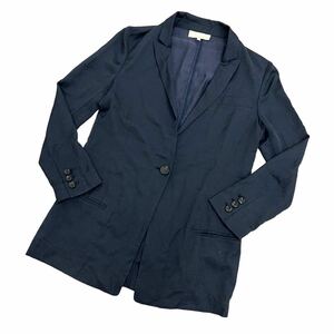 IA33 日本製 UNTITLED アンタイトル 長袖 デザイン テーラードジャケット 薄手 上着 羽織り トップス ポリエステル70%他 紺系 レディース 2
