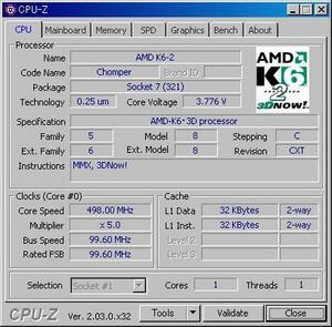 AMD K6-2 500 MHz (AMD-K6-2/500AFX) Super7 (Socket7) ★中古正常品★