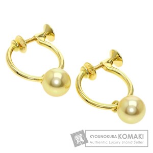 MIKIMOTO ミキモト ゴールデンパール 真珠 フープ イヤリング K18イエローゴールド レディース 中古