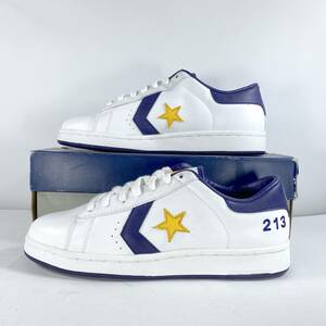 【超希少品】90's CONVERSE ALL STAR PRO LEATHER OX 213 WHITE YELLOW PURPLE US10 28cm レイカーズ LAKERS ビンテージ デッドストック