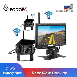 0 free shipping Podofo monitor 7 -inch wireless set waterproof wireless infra-red rays night vision back camera set truck bus [a1662]