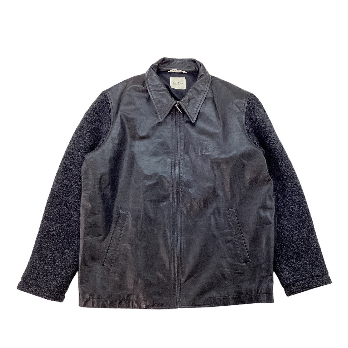 ムのフード Karl カールヘルム レザーとニットのフードつきジャケット