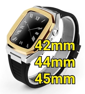 42mm 44mm 45mm* silver gold color - Raver or leather * apple watch stainless steel custom metal Golden concept golden concept Apple watch 