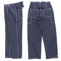 新品★ジーンズ ストライプ柄◆デニムパンツ メンズ オーバーオール つなぎ サスペンダーズボン 作業服 XL_画像5