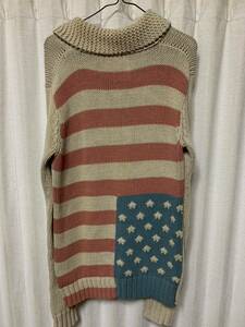 希少 rare VISVIM STURGIS SWEATER STAR FLAG ヴィズヴィム ニットカーディガン ロングガウン サイズ1 BEIGE スター 星条旗 コート