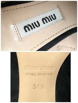 □miumiu ショートブーツ 34.5 黒 ミュウミュウ レディース イタリア製 ヒール約6.5㎝ スエード ビジュー 複数落札同梱OK B221201-304_画像6