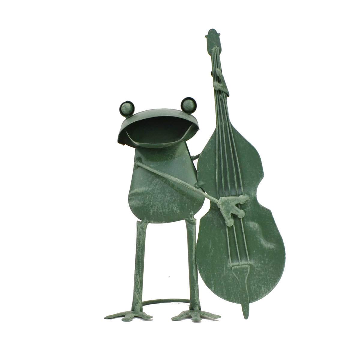 Blechserie Frosch Cello Blech Gartenfigur, Handgefertigte Artikel, Innere, Verschiedene Waren, Ornament, Objekt