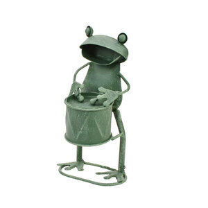 Art hand Auction Estatuilla de jardinería de lata con tambor de rana serie Tin, trabajos hechos a mano, interior, bienes varios, ornamento, objeto