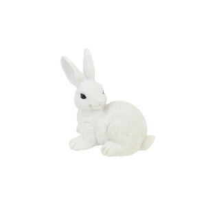 Art hand Auction Conejo de resina, conejo blanco, sentado a la izquierda, conejo, ornamento, conejo, Artículos hechos a mano, interior, bienes varios, ornamento, objeto