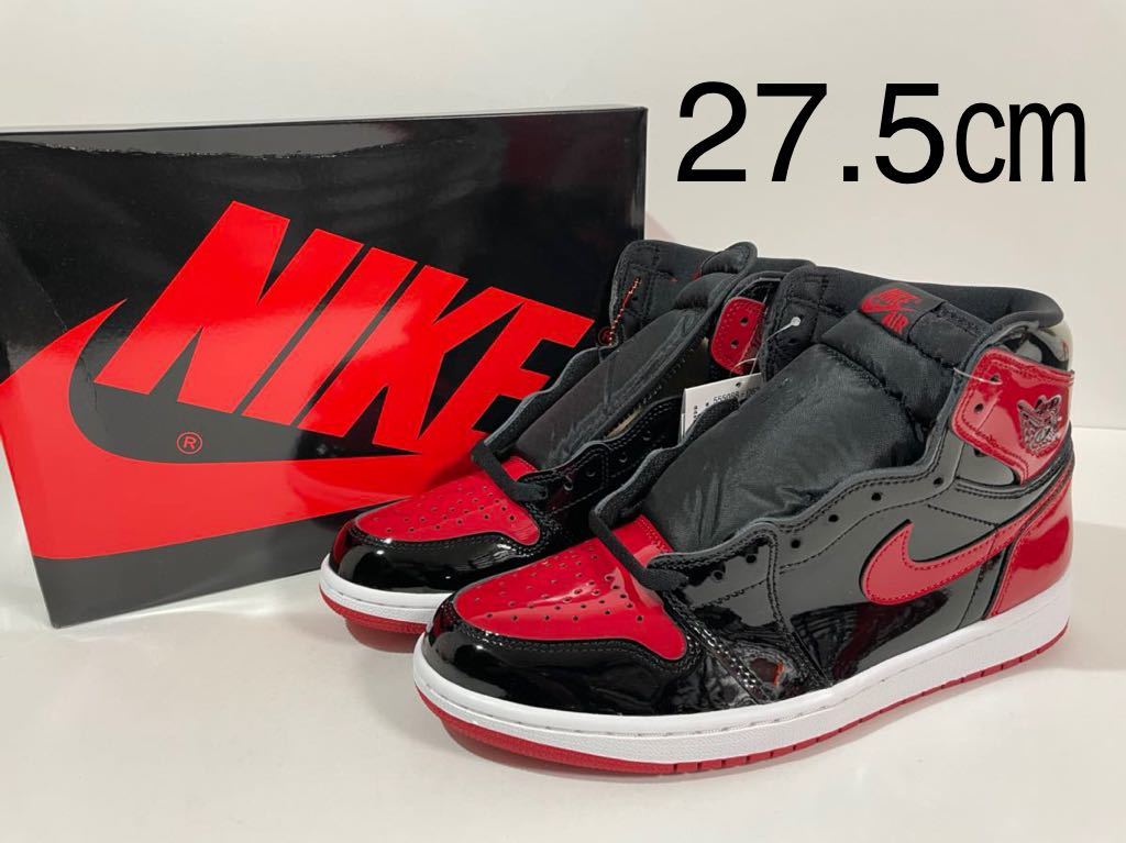 即決 NIKE AIR JORDAN 1 retro HIGH OG PATENT BRED US10 28.0cm