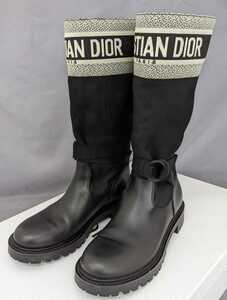 DIOR D-MAJOR ブーツ 26cm EU39　ディオール 中古美品 イタリア製　ファブリック × カーフスキン　made in Itary