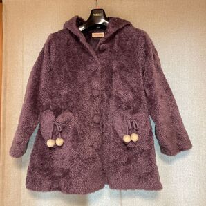 お値下げしました!シャーリーテンプルファーコート紫パープルかわいい可愛いプードルファーふわふわボアハート130