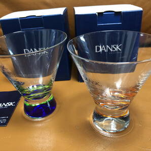 [未使用品] DANSK カクテルグラス 2個ペア セットグリーン オレンジ 北欧 インテリア 食器 日本酒 酒器の画像1