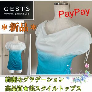 P【新品】上質素材☆美しいグラデーション《GESTS》アレンジOK☆トップス　フレンチスリーブ　Tシャツ　ゲスト　日本製