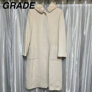 GRADE グレイド アンゴラ混　フード付ロングコート　ベージュ　東京スタイル