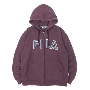 フィラ FILA ビッグロゴプリント ジップアップスウェットパーカー フーディー 裏起毛 L パープル m1213-7