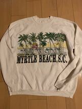 90's【Fruit of the loom】USA製フルーツ オブ ザ ルーム ラグラン スウェット XL ビンテージ 両面プリントホワイト系 MYRTLE Beach_画像1