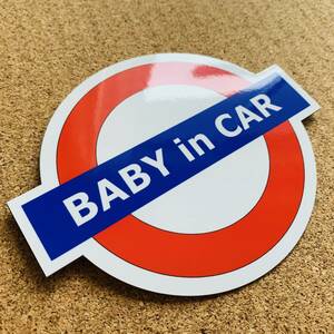 ▼ロンドン地下鉄BABY IN CARマグネット Mサイズ★ベビー 赤ちゃん 車に乗ってます イギリス かわいい カーマグネットステッカー 磁石 EU