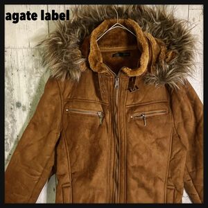 【人気色】agate label アガートレーベルファージャケット　美品　極暖　ダブルファスナー　Lサイズ　初詣　映え