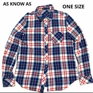 AS KNOW AS チェックシャツ　ONE SIZE