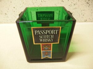 1220260w【PASSPORT SCOTCH WHISKY アイスペール ガラス製】11.5×10.3×H13.1cm（持ちて含まず）パスポートスコッチウイスキー/中古品