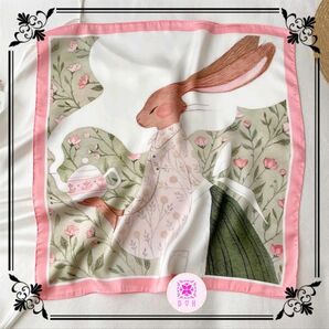 【新品】ウサギ　スカーフ　ヘアアクセサリー　リボン　バッグチャーム　インポート　海外製　ピンク　韓国