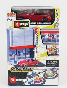 burago city 1/43 CAR DEALER with MERCEDES BENZ SLS AMG ROADSTER 2018 BBurago Mercedes Benz 