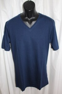 エイチワイエム hym メンズVネックTシャツ ネイビー サイズ46(S) 日本製 新品 hym-18015