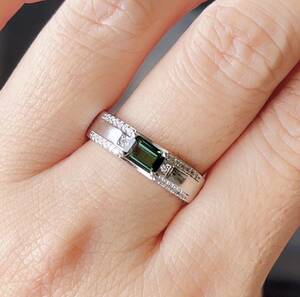 【天然石 】逸品緑トルマリンs925のリング指輪（番号A2240）