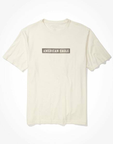 ●送料無料●大きいサイズ American Eagle /アメリカンイーグル　ボックスロゴグラフィック半袖TEE (ナチュラル)【USサイズ/XXXL】