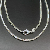 [NECKLACE] 925 Silver Plated Box Chain スリム スクエア ボックス ベネチアンチェーン シルバーネックレス 2x450mm (5.5g)【送料無料】_画像1