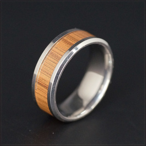 [RING] WOOD & STEEL レジンコーティング ウッド 木目 模様 & シルバー カラー サイド テーパー デザイン 8mm リング 22号 【送料無料】