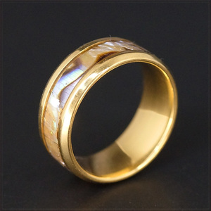 [RING] Abalone Shell & Gold Steel ナチュラル アワビ 貝殻 & メタル デザイン 8mm ゴールド リング 26号 【送料無料】