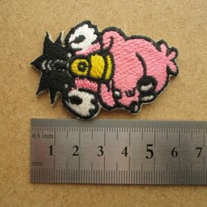 もぐら工事モグラ刺繍ワッペン/ガテン系ドリルかわいい雑貨ファンシーPATCH昭和レトロ漫画キャラクター80s当時物 S26の画像7