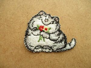 【中古】ネコ 猫 ねこ刺繍ワッペン/CATキャットかわいい雑貨ファンシーPATCH昭和レトロ漫画80s当時物 S26