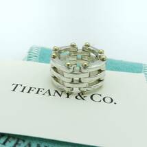 希少 美品 Tiffany&Co. ティファニー シルバー ゴールド コンビ ゲート リング 7号 指輪 SV925 750 K18 UU58_画像1