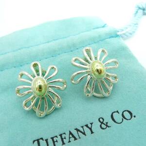  rare beautiful goods Tiffany&Co. Vintage Tiffany Gold silver flower combination earrings 750 K18 SV925 UU100