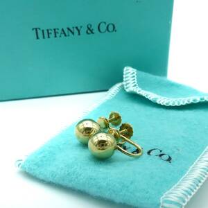  высшее редкий прекрасный товар Tiffany&Co. Vintage Tiffany аппаратное обеспечение мяч желтое золото серьги K14 UU126