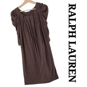 RalphLauren( Ralph Lauren ) One-piece рукав gya The - casual платье Brown чай цвет короткий рукав колено длина 