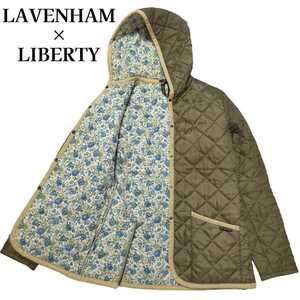 LAVENHAM Liberty ラベンハム×リバティー★キルティングジャケット ロングコート 花柄 カーキ S