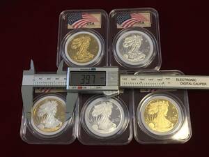 ZX2) America walking Liberty Eagle gold coin, silver coin, gold silver 2 color coin case entering 5 sheets summarize . hawk 