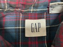 ☆US古着 GAP ギャップ ネルシャツ チェック柄 グリーン緑×レッド赤【L】コットン　　　　　　◆3586◆_画像4