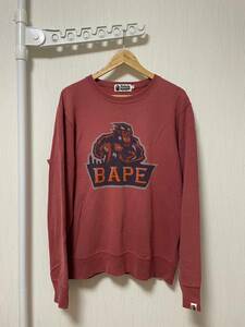 [00s A BATHING APE] フロントロゴ クルーネックスウェットシャツ トレーナー L ボルドー エイプ