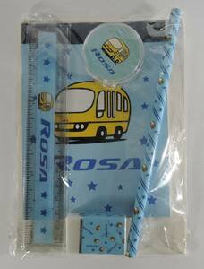 ☆09D■三菱ふそう　ローザ　鉛筆・消しゴム・鉛筆削り・定規・メモ用紙セット■FUSO/ROSA/三菱ふそうトラック・バス　未使用