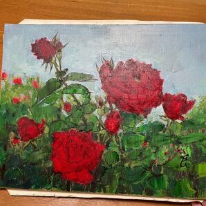 バラ F6号 真作 油彩画1号8万2千円の画家